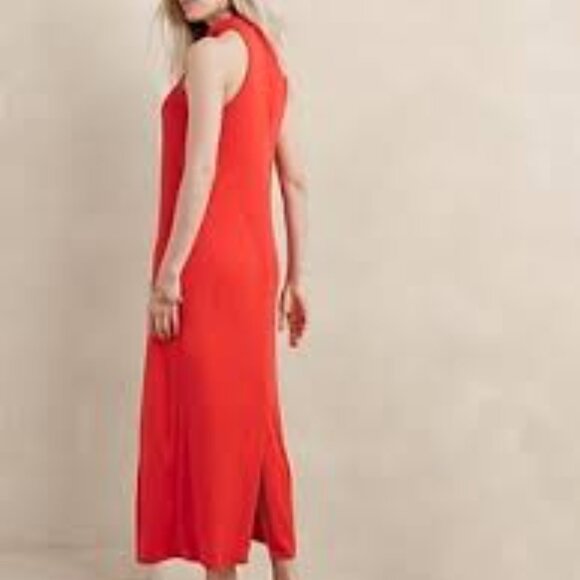 Banana Republic Sleeveless Coral Drapeneck Maxi XS - Picture 2 of 12